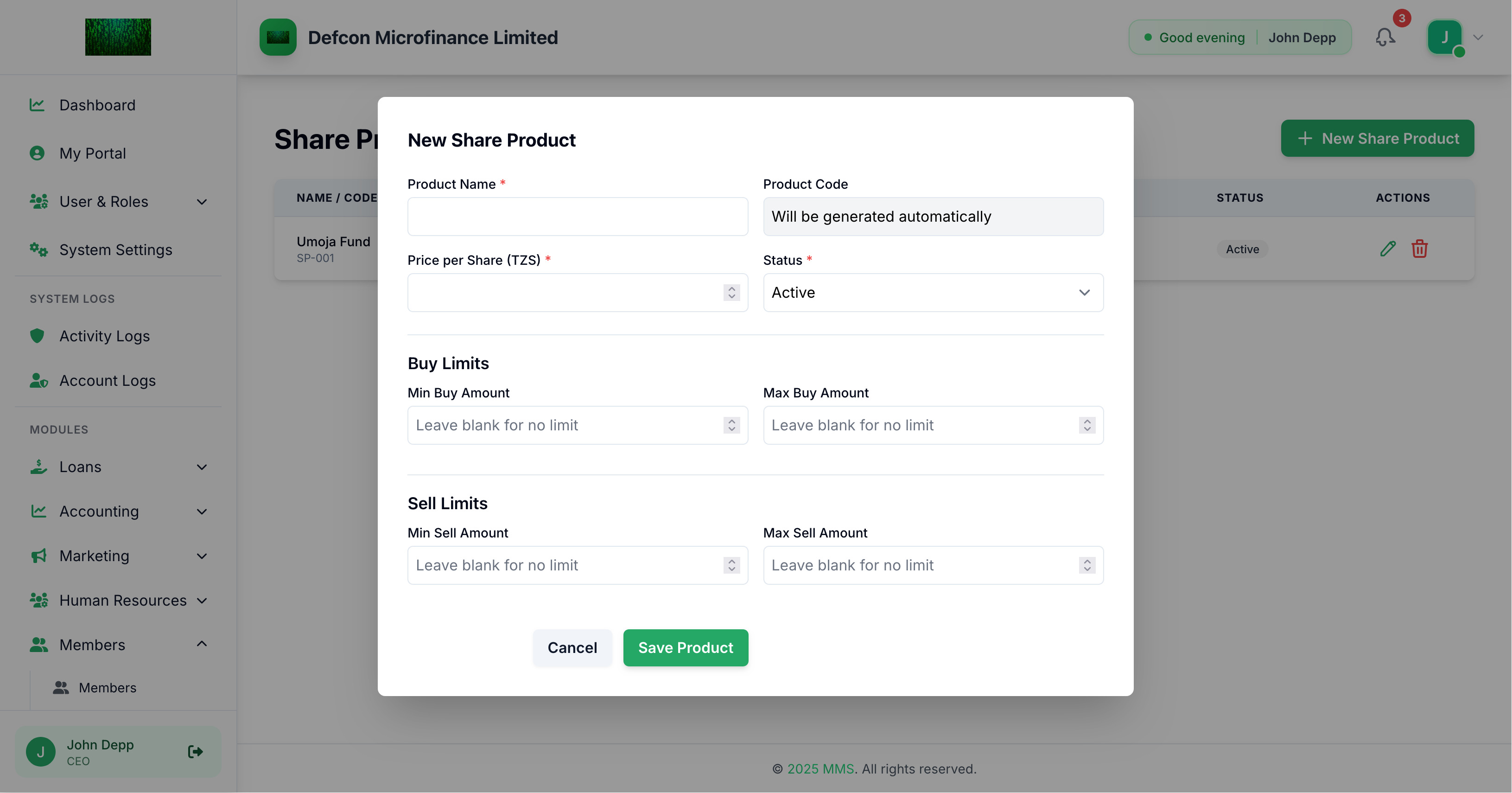 User Roles in the SACCOS Management System