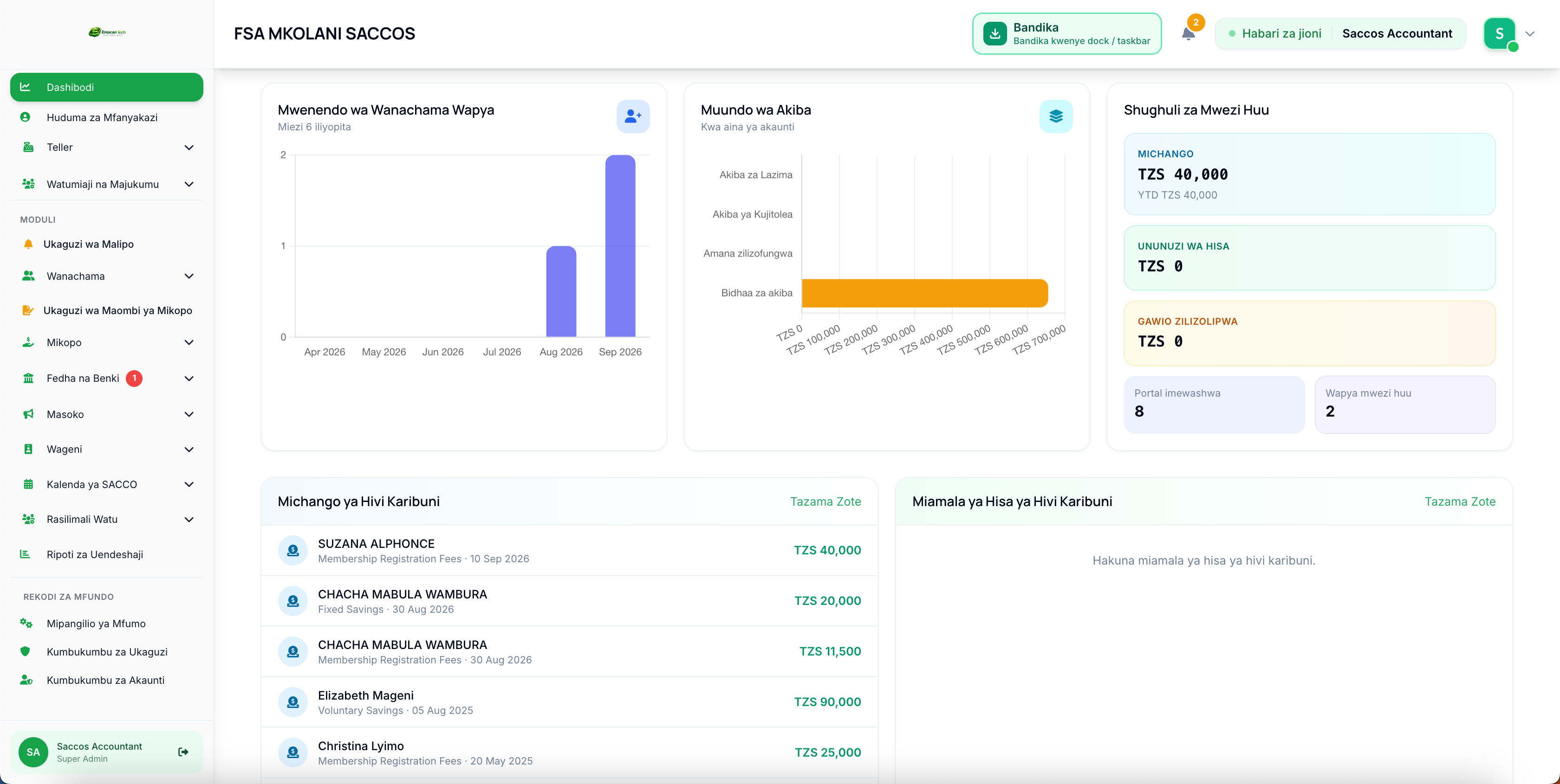SACCOS Management System (Mfumo wa SACCOS) screenshot
