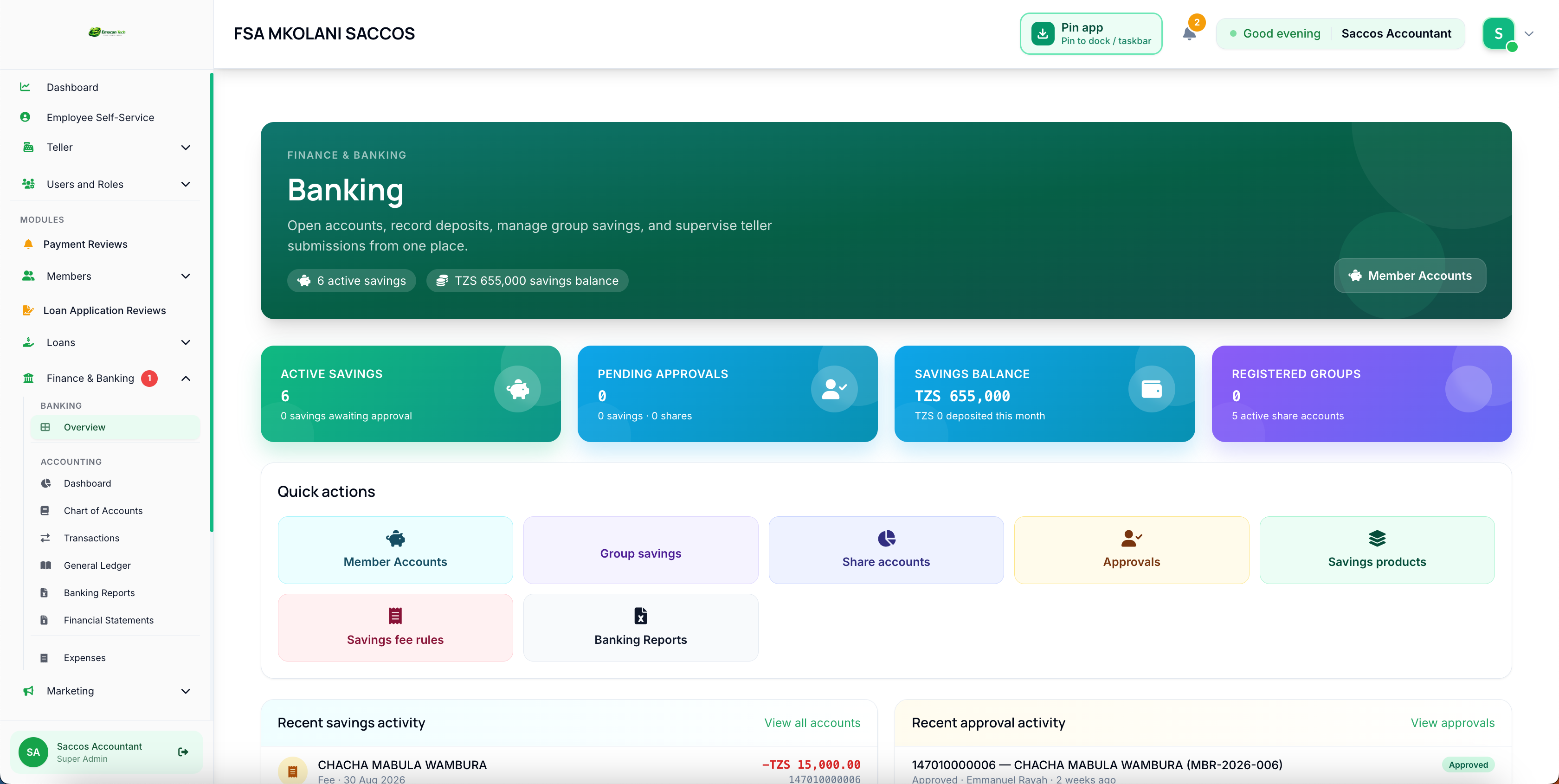 SACCOS Management System (Mfumo wa SACCOS) screenshot